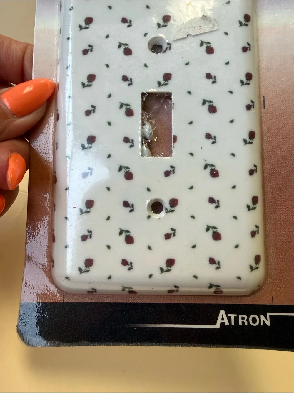Vintage Atron Accents Single Light Switch Cover with Dainty Floral Red Roses